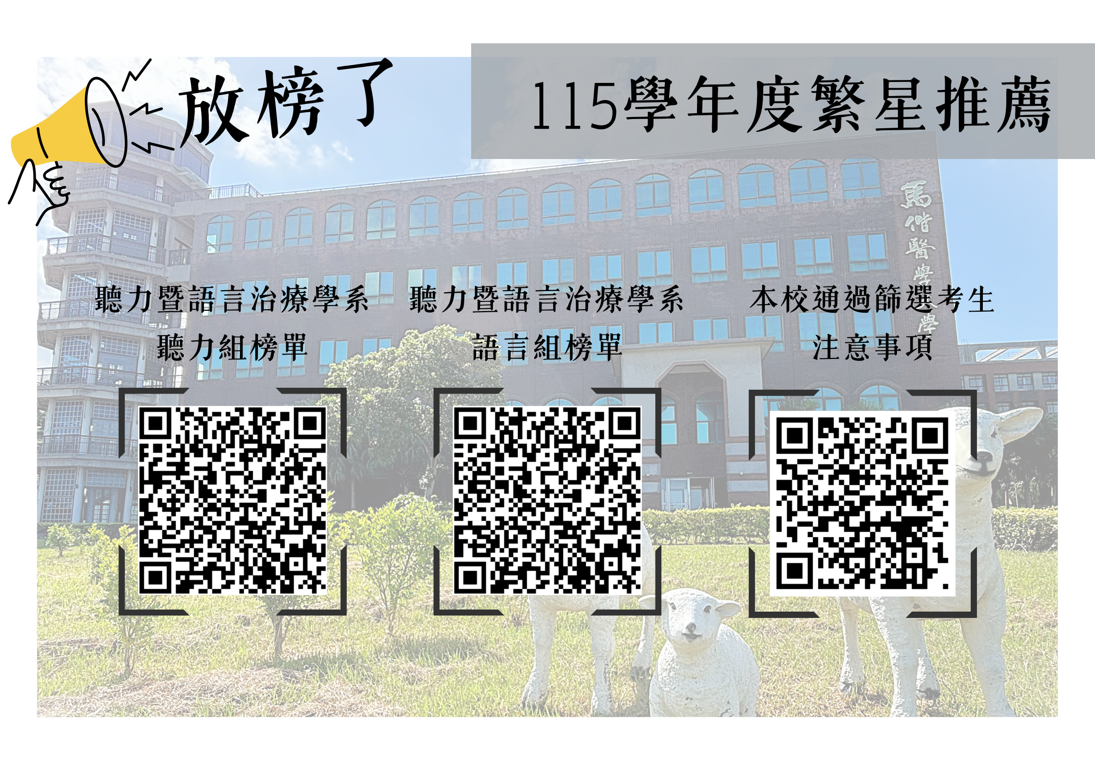 【招生資訊】115學年度繁星推薦第1至7類學群錄取名單及相關注意事項